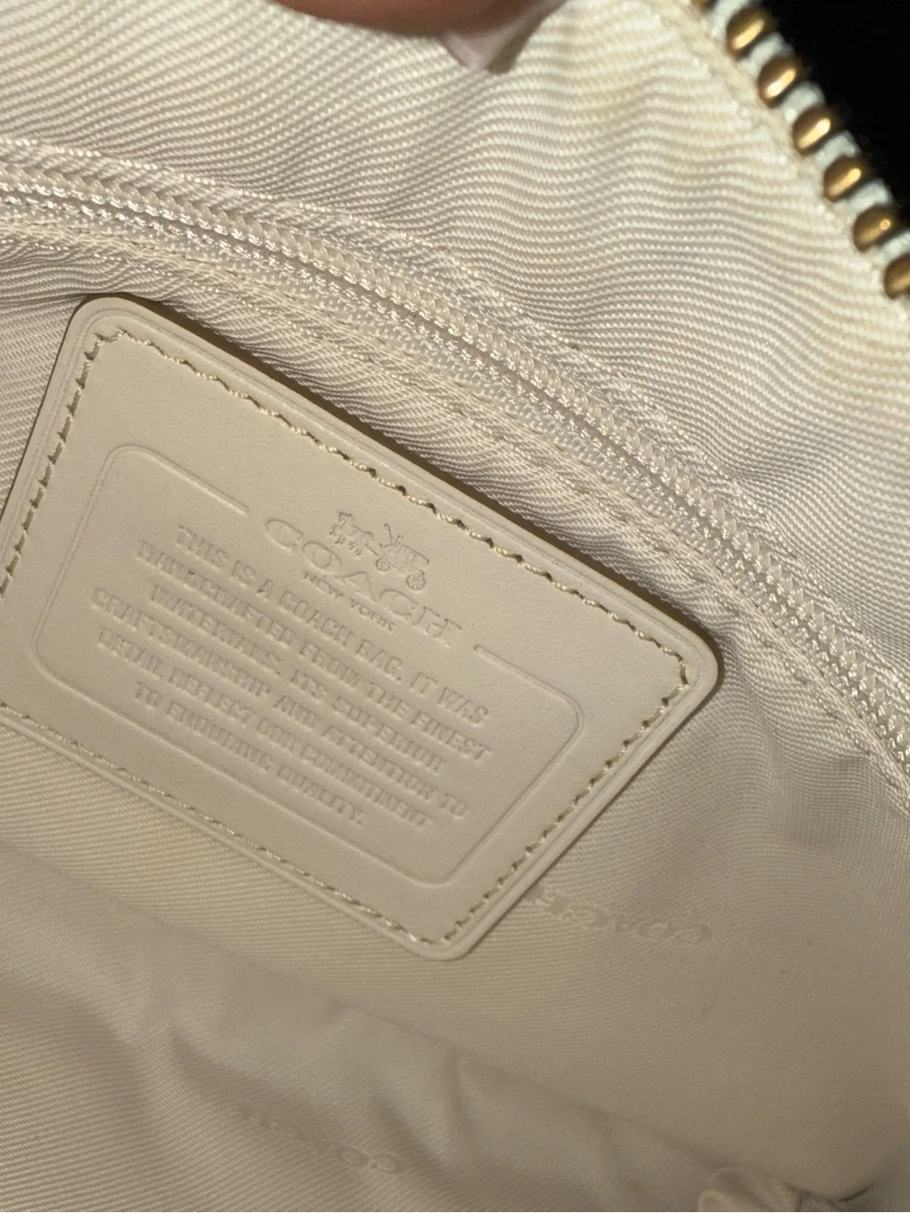 Coach Cream Leather Shoulder Bag with Polished Hardware